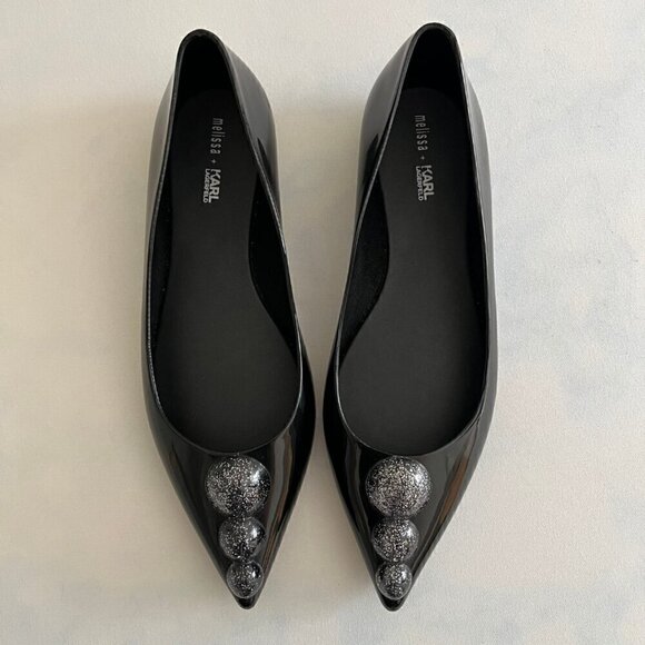 Melissa x Karl Lagerfeld Rubber Pointed Toe Flats - Picture 2 of 8